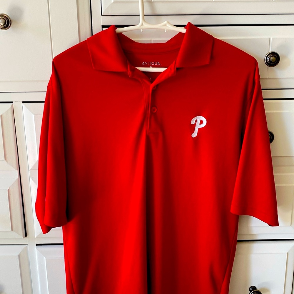 Antigua Mens Phillies Dri Fit Golf Polo Size Small